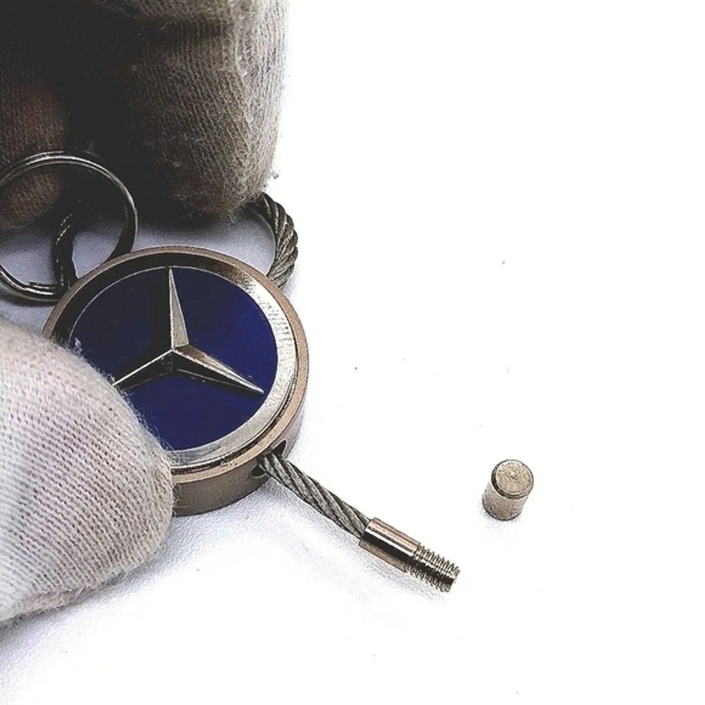 Authentic Mercedes Benz Vintage Keychain Key Fob in Stainless Steel OEM