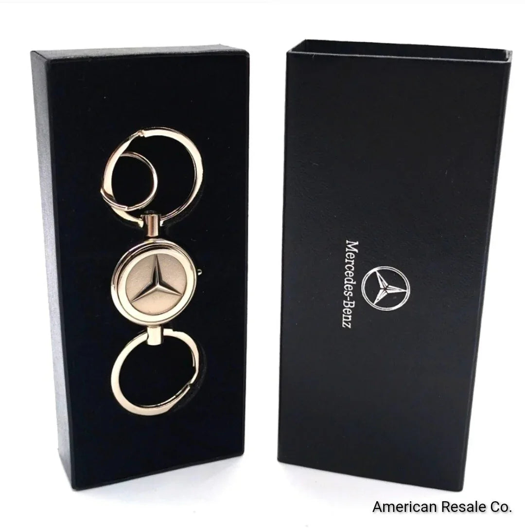 Genuine Silver Mercedes Benz Dual Fob Keychain Detachable for Valet OEM-NIB