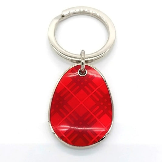 BURBERRY Vintage Nova Check Oval Teardrop keychain fob charm in Red. Unisex