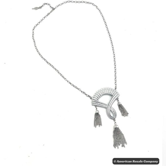 Sarah Coventry 1970s RARE Vintage NEW Brutalist Silver Tassel Pendant Necklace