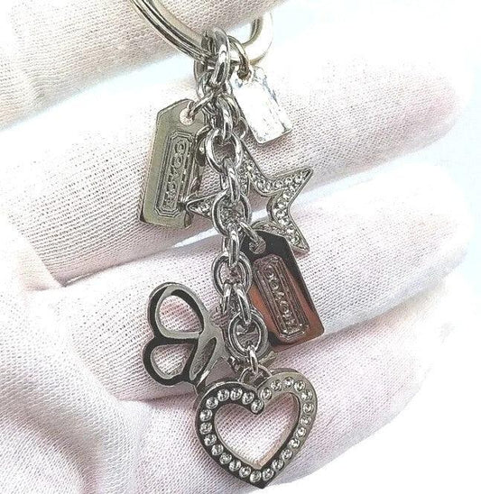 Rare COACH Pave Multi Fob Crystal Butterfly Heart Star Keychain Fob Charm CZ