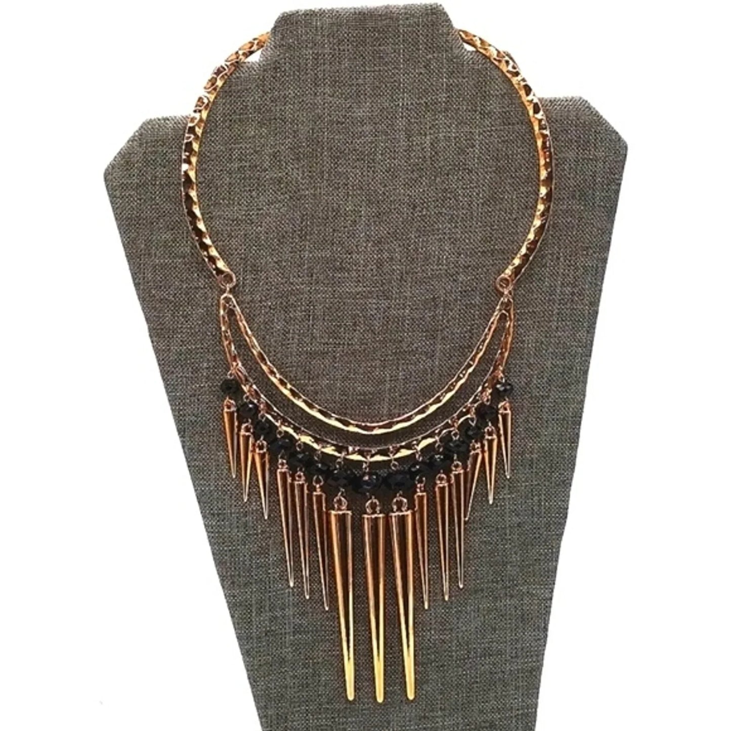 NEW CHICO'S Gold Hammered Statement Collar Bib Necklace