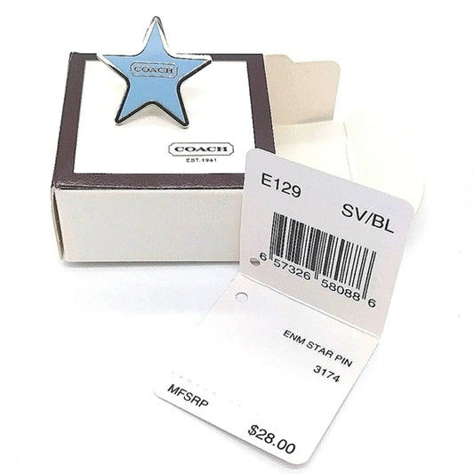 RARE COACH Sky Blue Star Lapel Pin Brooch Purse Charm-Vintage-New in box!