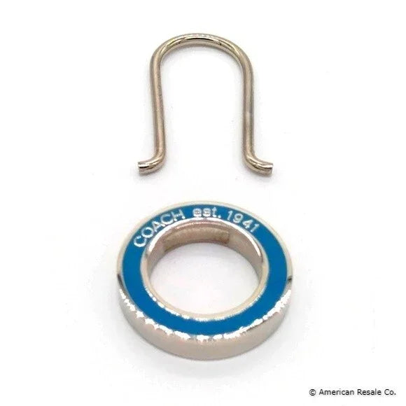 Vintage COACH Blue Pinch Lock Locket Keychain Fob Purse Charm #7379-Rare