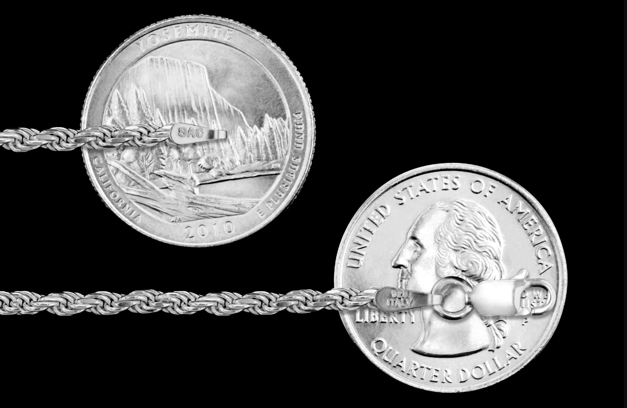 3MM Solid 925 Sterling Silver Italian DIAMOND CUT ROPE CHAIN Necklace ITALY