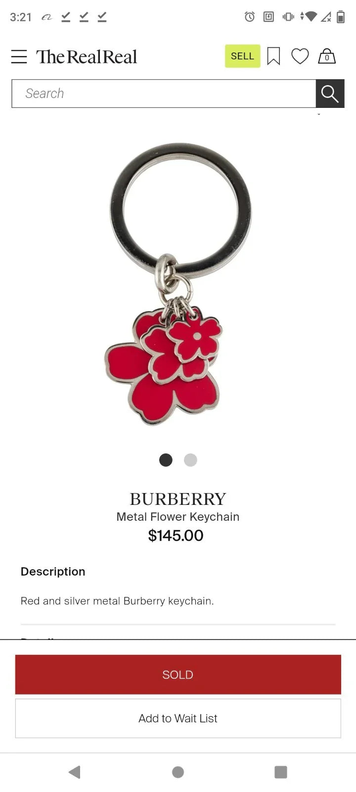 Burberry Prorsum Red Flower Bloom Key Fob Purse Charm Handbag tag