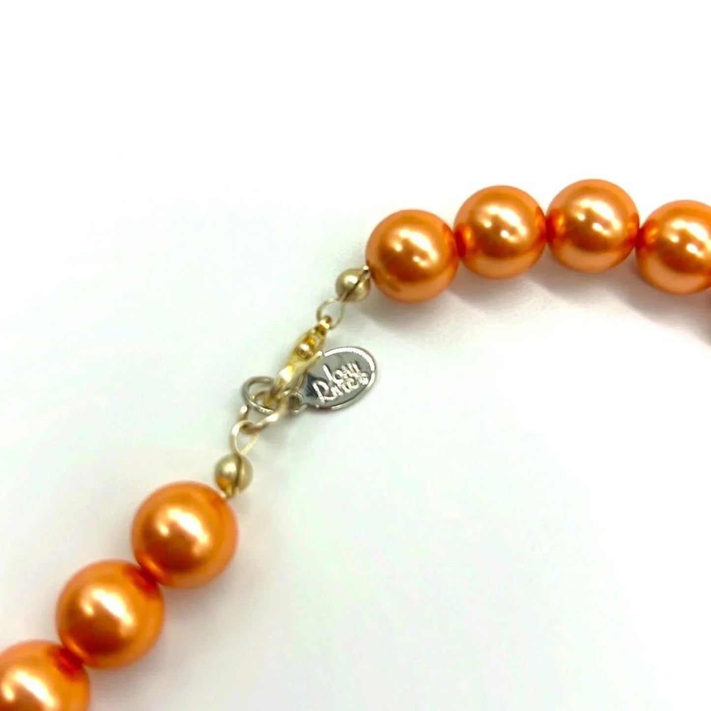 Vintage JOAN RIVERS Signed 30” Classic Collection Peach Glass Pearl Necklace