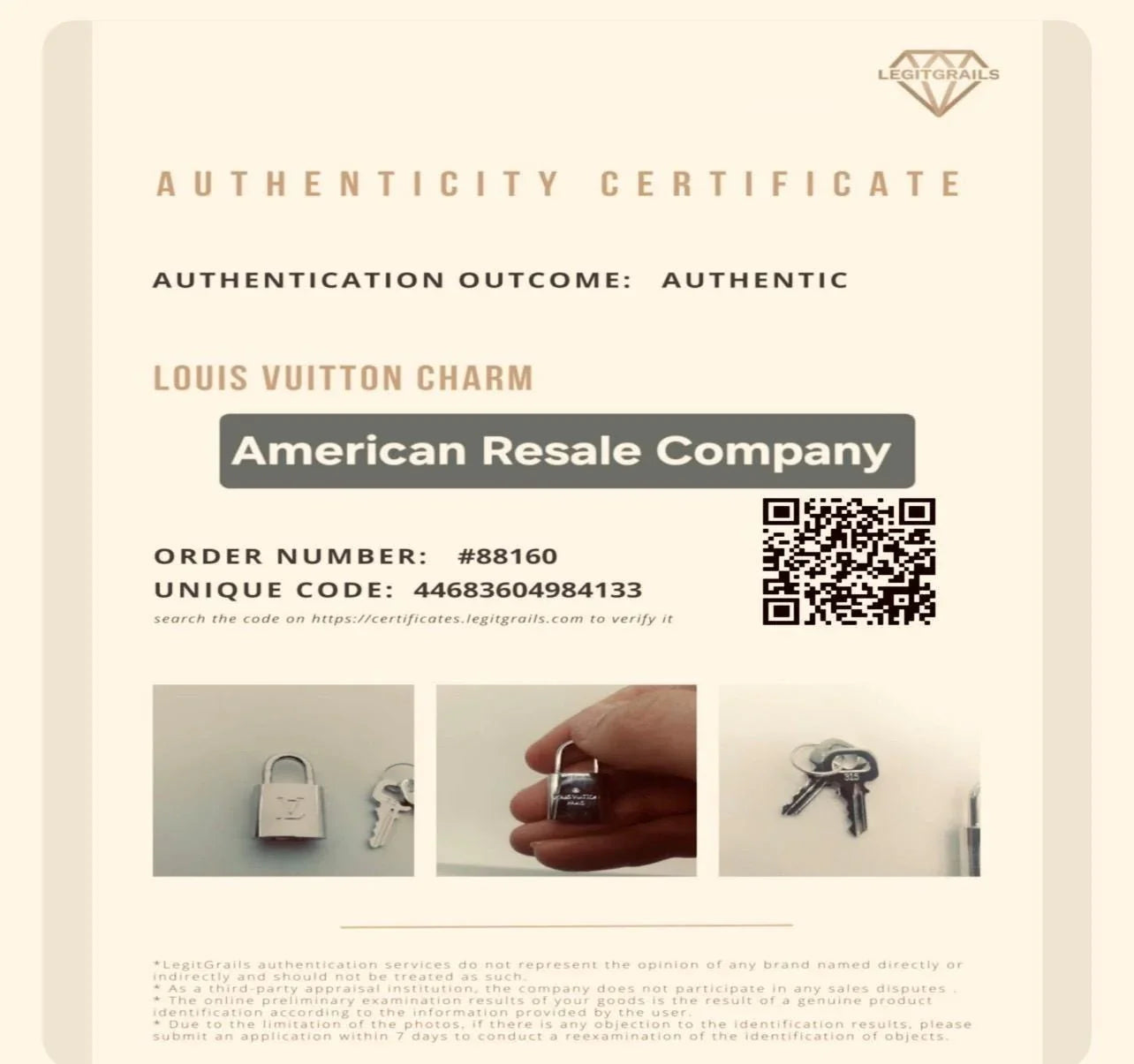 Authenticated Louis Vuitton Palladium Plated #315 Gold Lock Vintage and Rare PadLock Lock 2 Keys and UNBRANDED Necklace