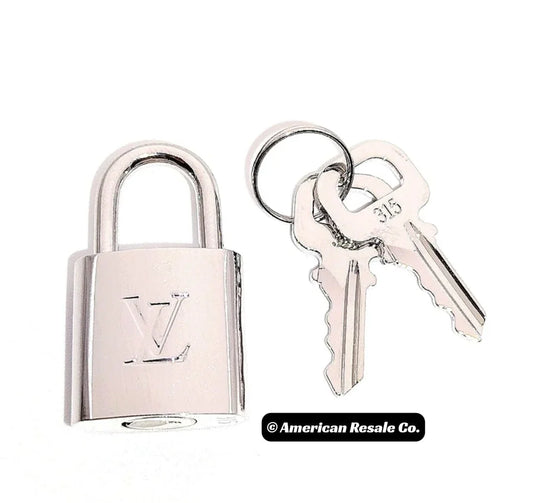 Authenticated Louis Vuitton #315 Vintage Rare Silver Palladium Plated PadLock Lock & 2 Keys