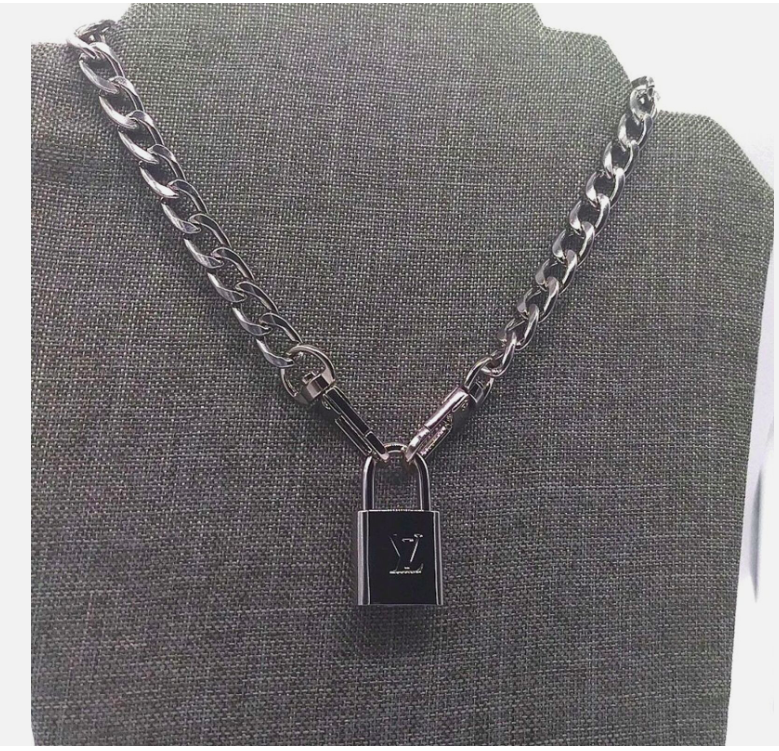 Authentic Louis Vuitton LV #315 Silver Lock Vintage and Rare PadLock Lock 2 Keys Necklace