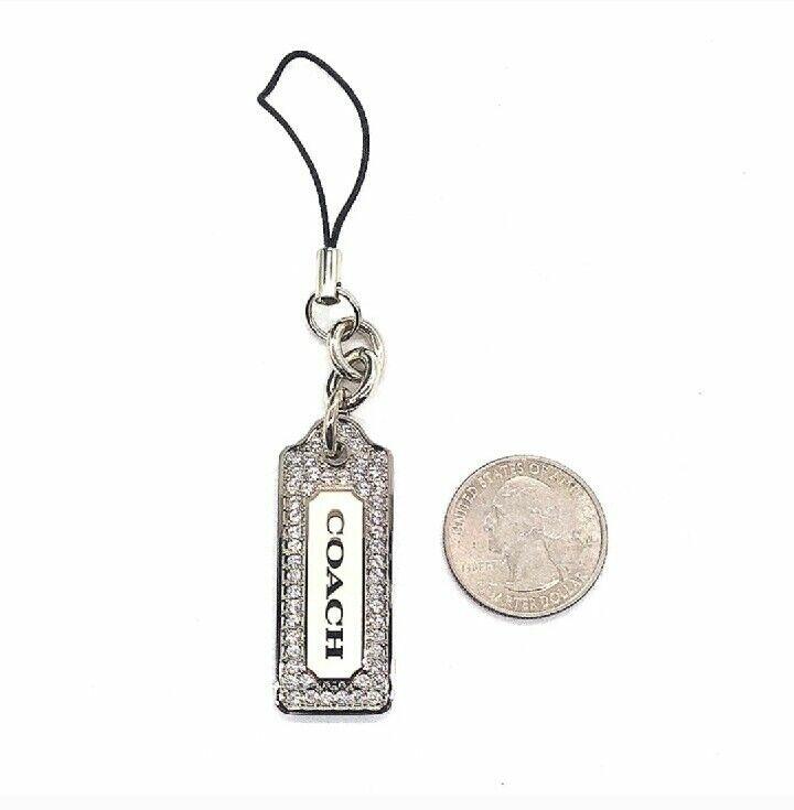 Rare COACH LOZ Pave Lanyard Diamond Enamel Keychain FOB CZ Purse Charm Tag #8865