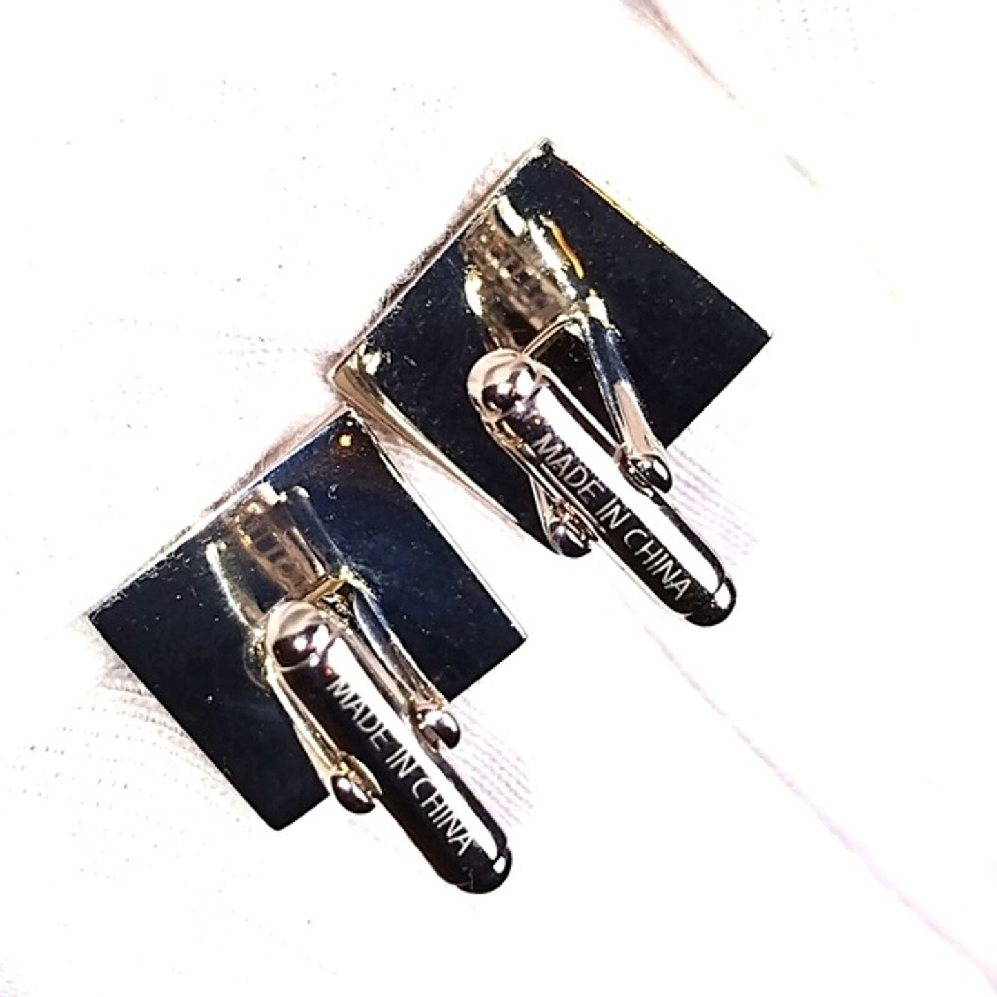 Alexander McQueen Vintage Black and White Enamel Skull Signed Square Cufflinks