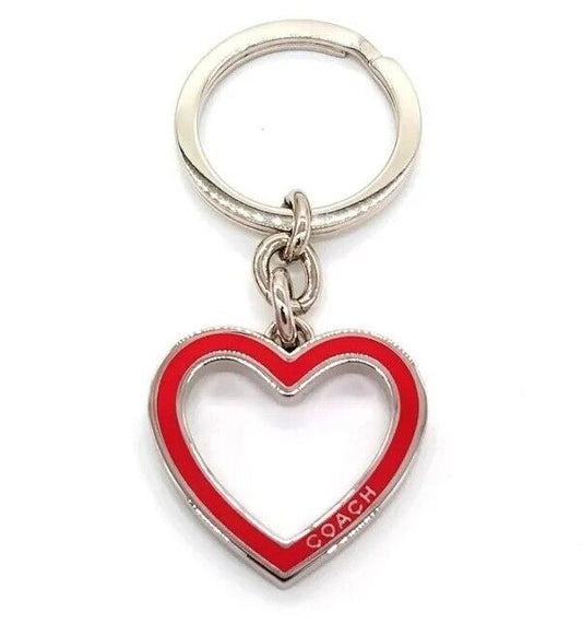 Rare COACH Vintage Red Enamel Heart Keychain FOB Purse Charm-#7382