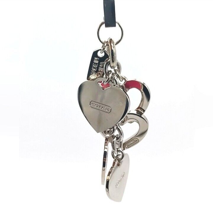 Rare COACH Triple Heart Lanyard, Cell phone Charm, Purse Charm, Add to Keychain