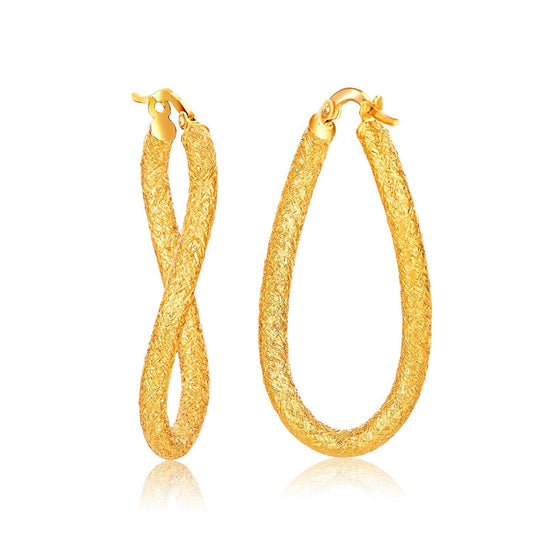 14K Yellow Gold Fancy  Twisted Dangling Earrings with Freeform Textured Details