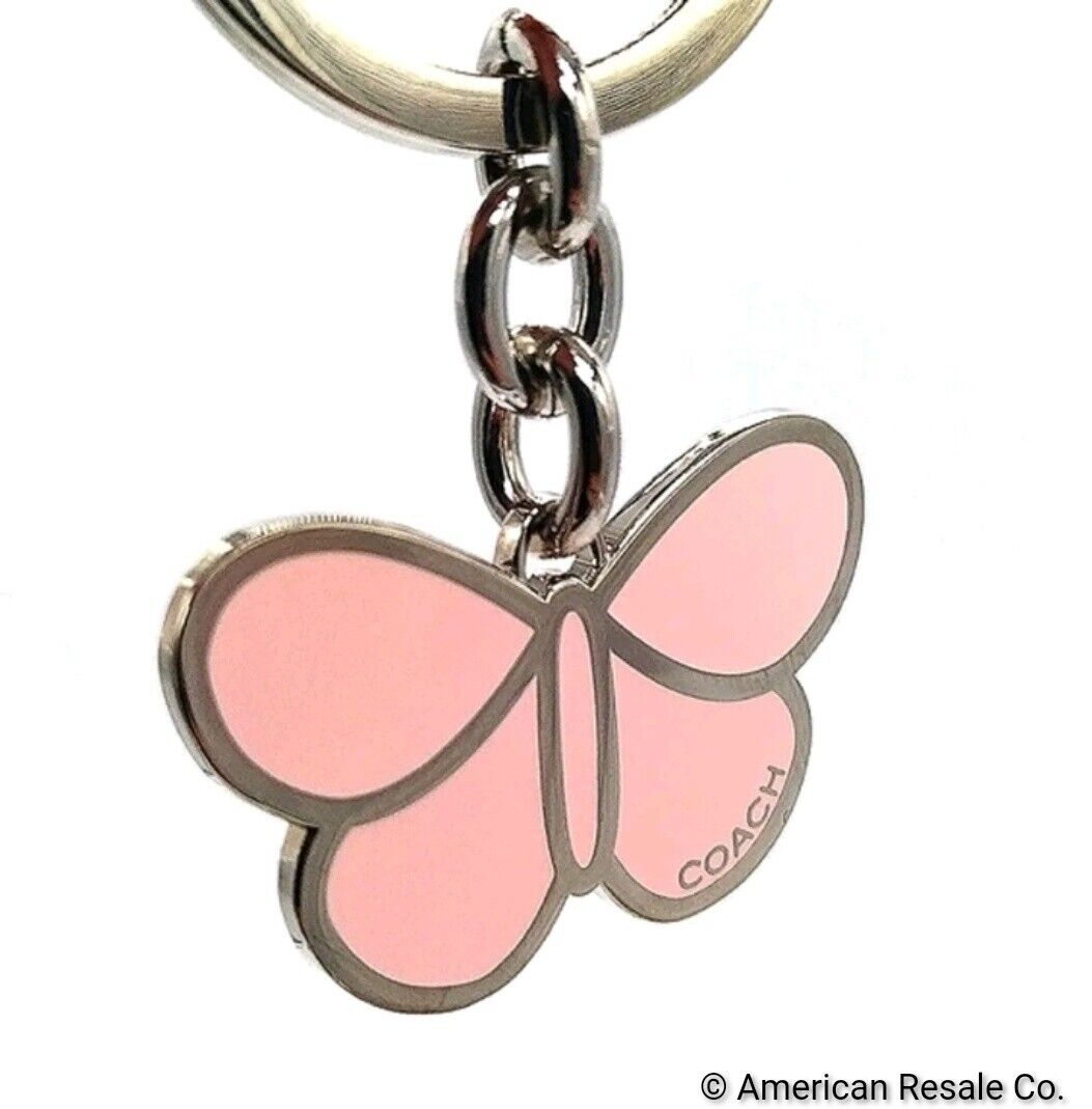 Rare COACH Butterfly Keychain Fob Purse Charm in Pastel Pink