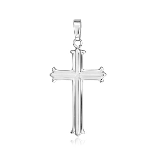 Sterling Silver Textured Gothic Cross Pendant