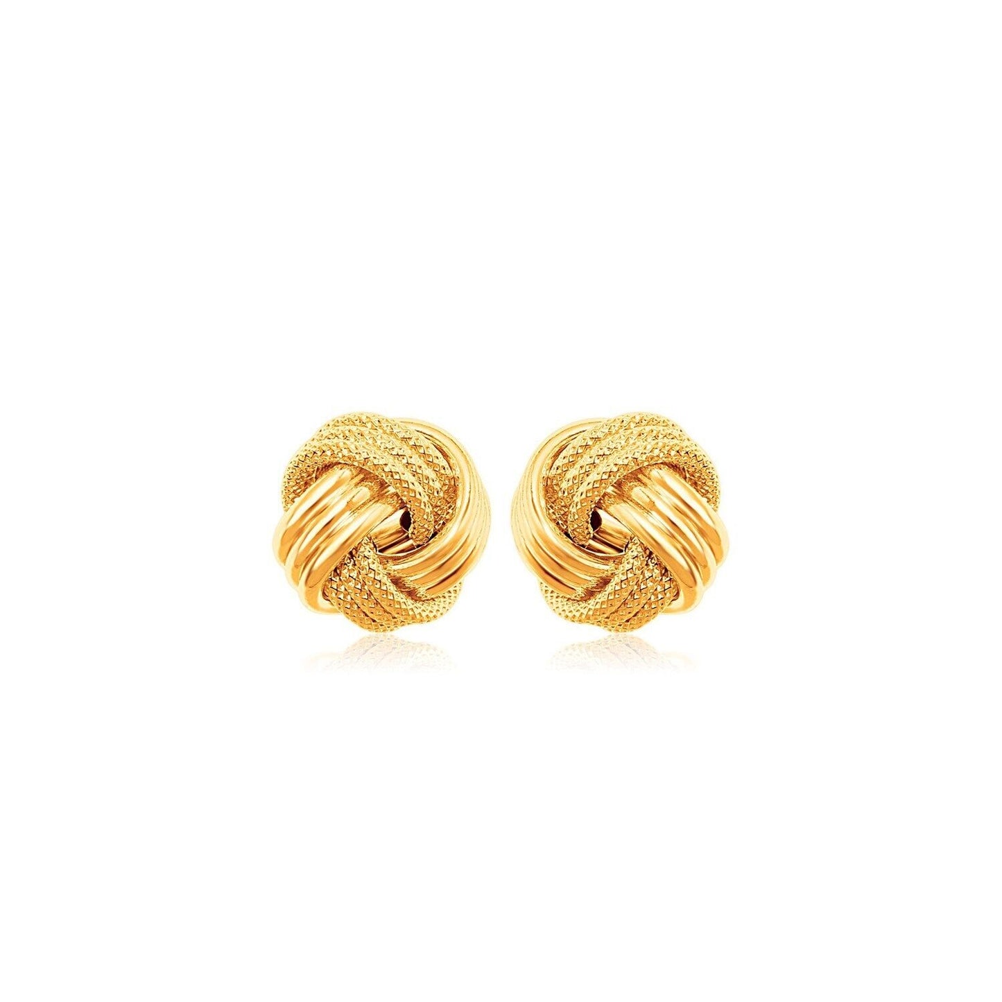 10k Yellow Gold Love Knot with Ridge Texture Earrings