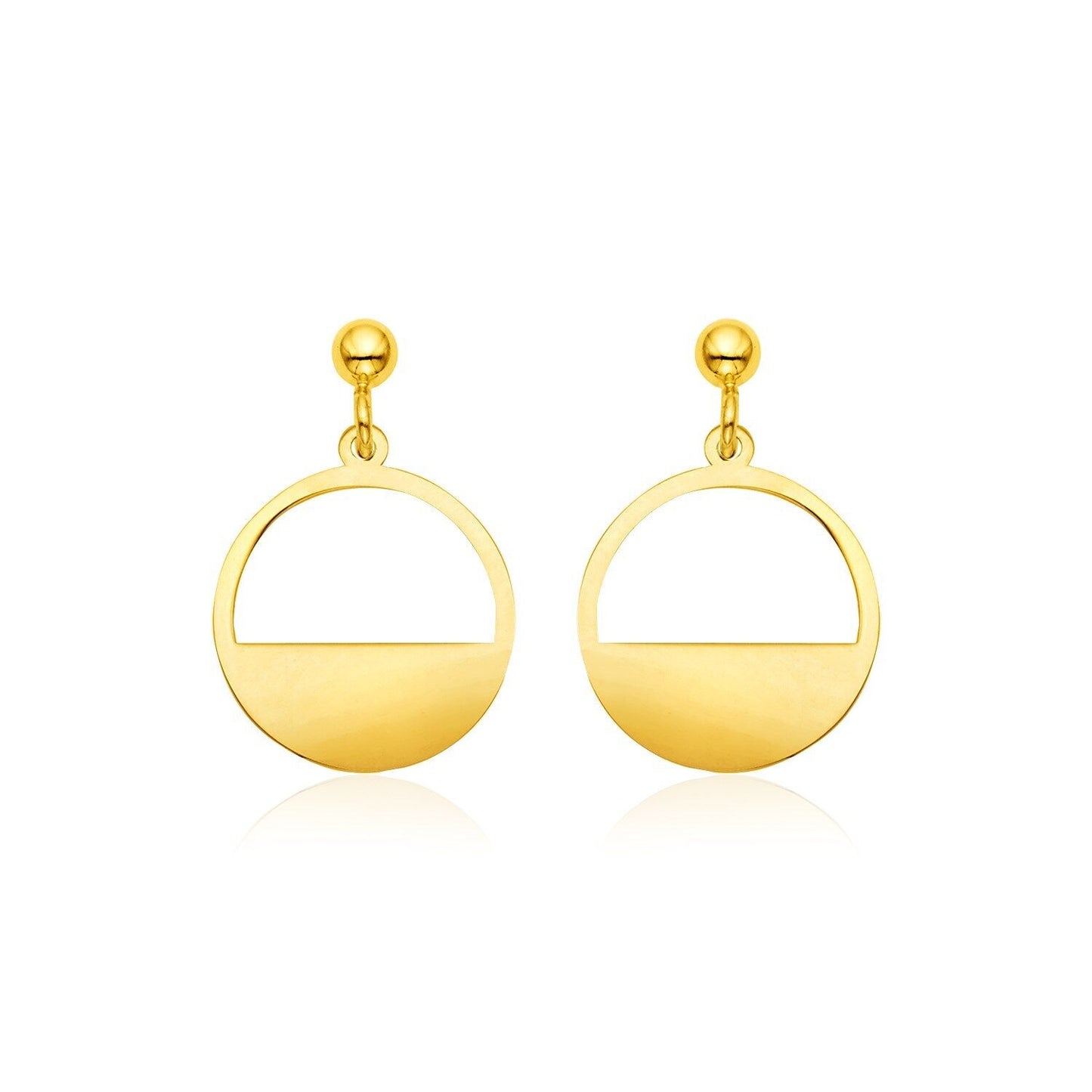 14k Yellow Gold Half Open Circle Earrings