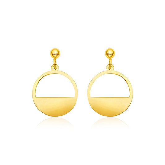 14k Yellow Gold Half Open Circle Earrings