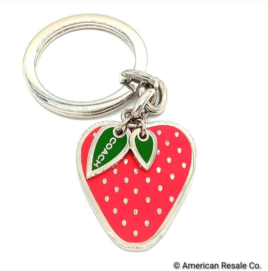 RARE COACH Vintage Strawberry with Red Signature Enamel Keychain Fob Purse Charm