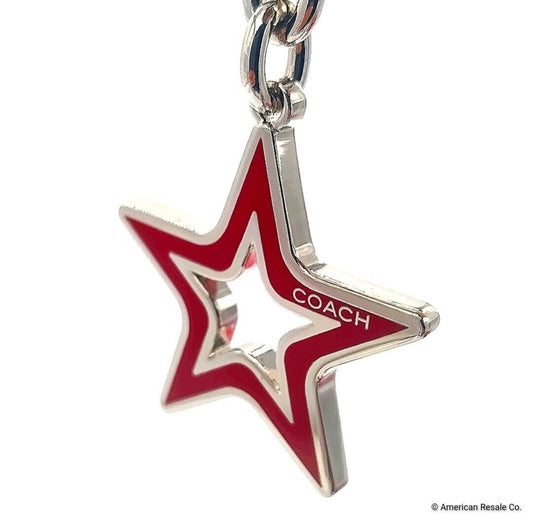 COACH Vintage Signature Red Enamel Star Keychain Key Ring FOB NWOT Style # 7358