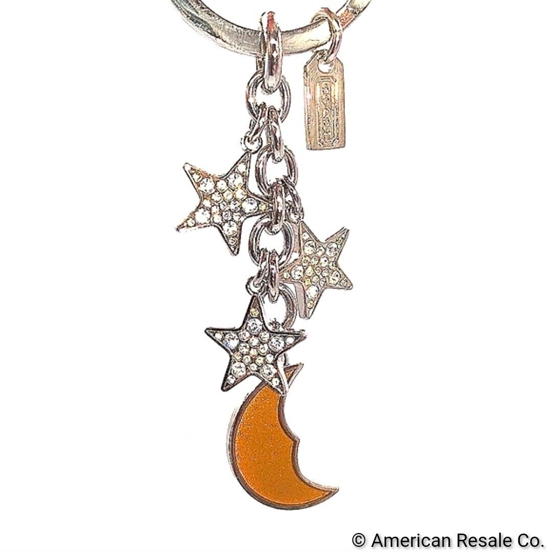 JUST IN-Vintage COACH Moon and Stars Pave Swarovski Crystal Keychain Purse Charm