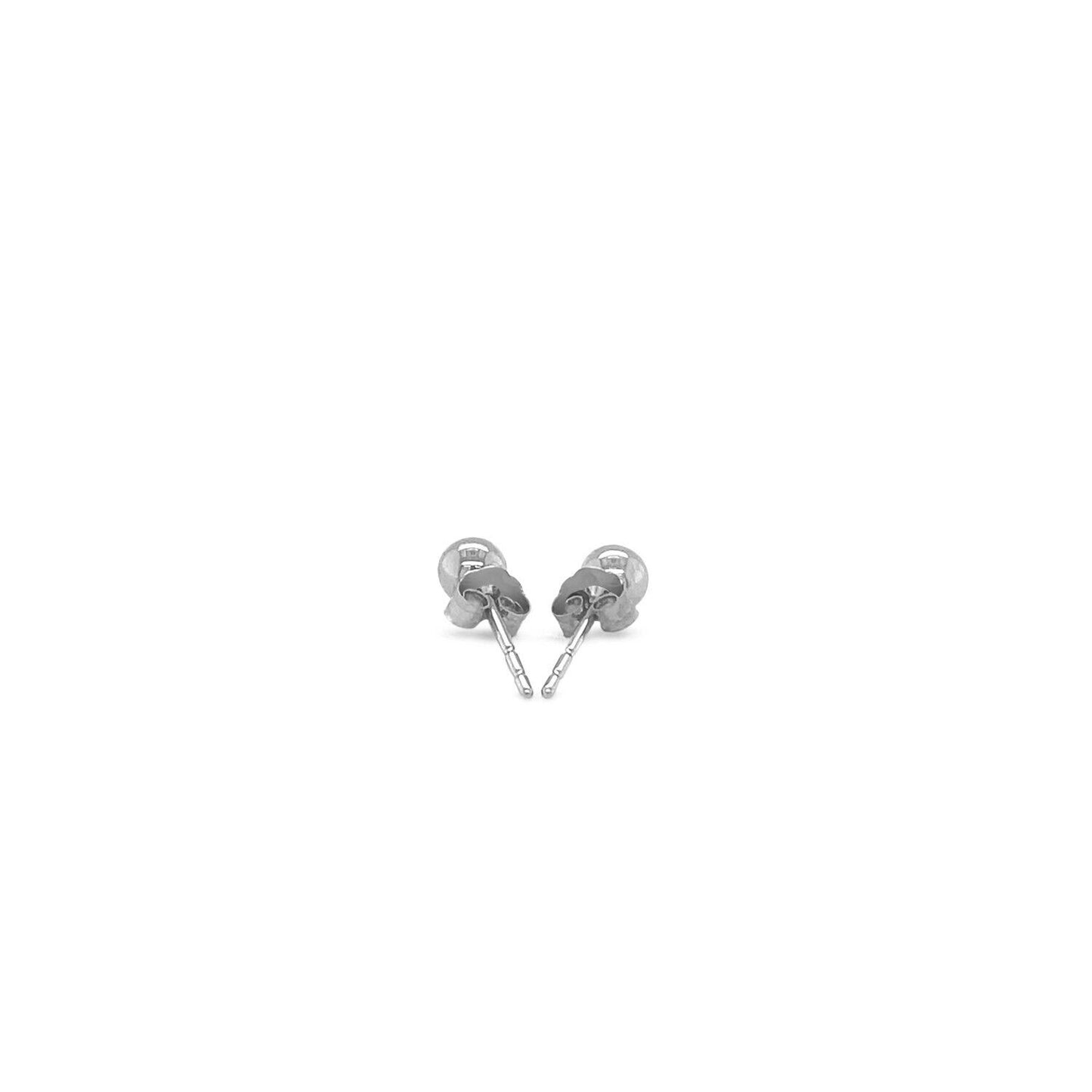 14k White Gold Round Stud Earrings (4.0 mm)