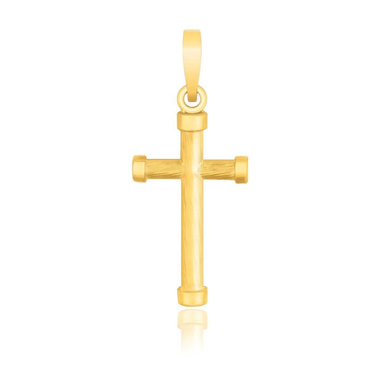 14k Yellow Gold Cross Pendant with Rounded Ends