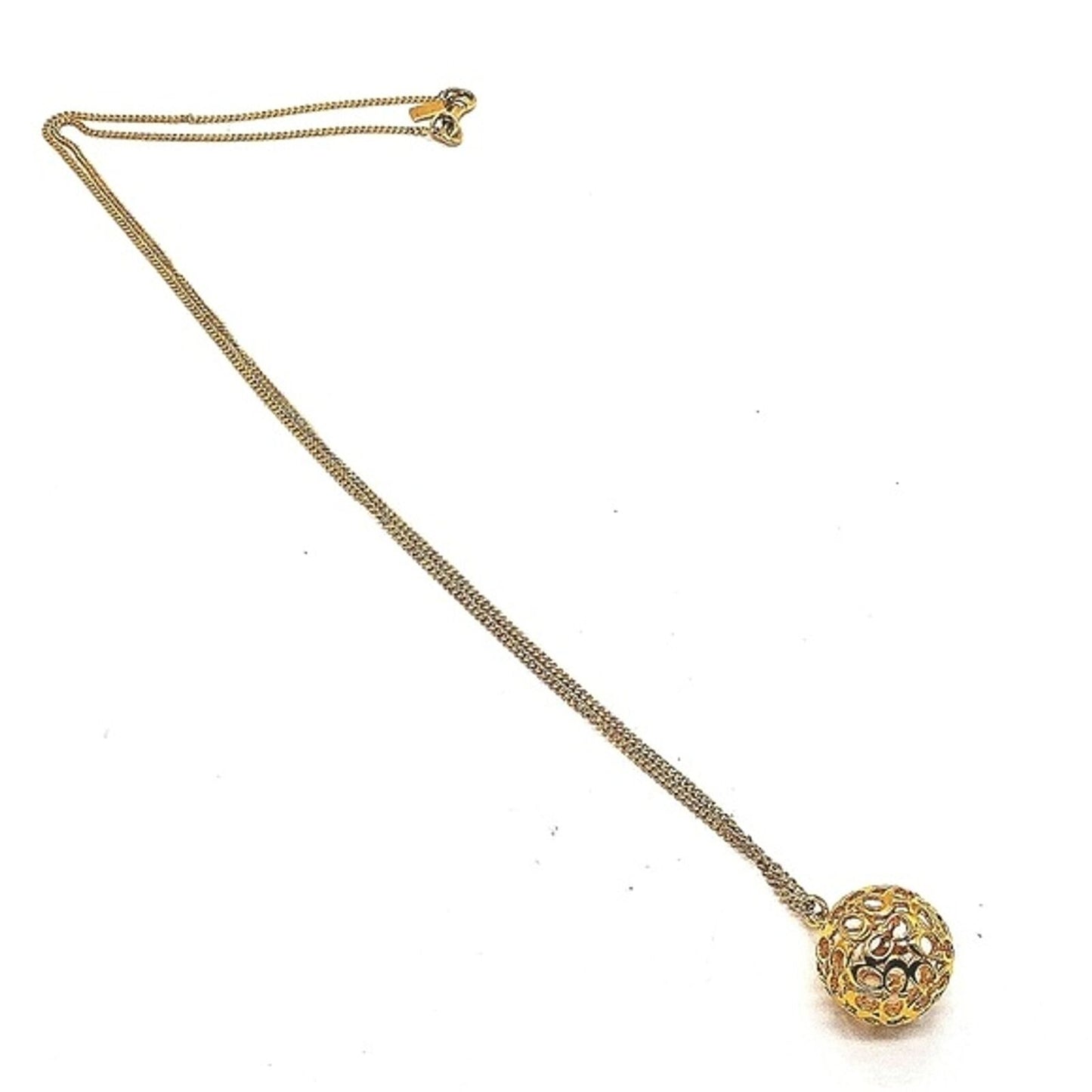 Rare COACH 40" C Logo Sphere Pendant Gold Necklace