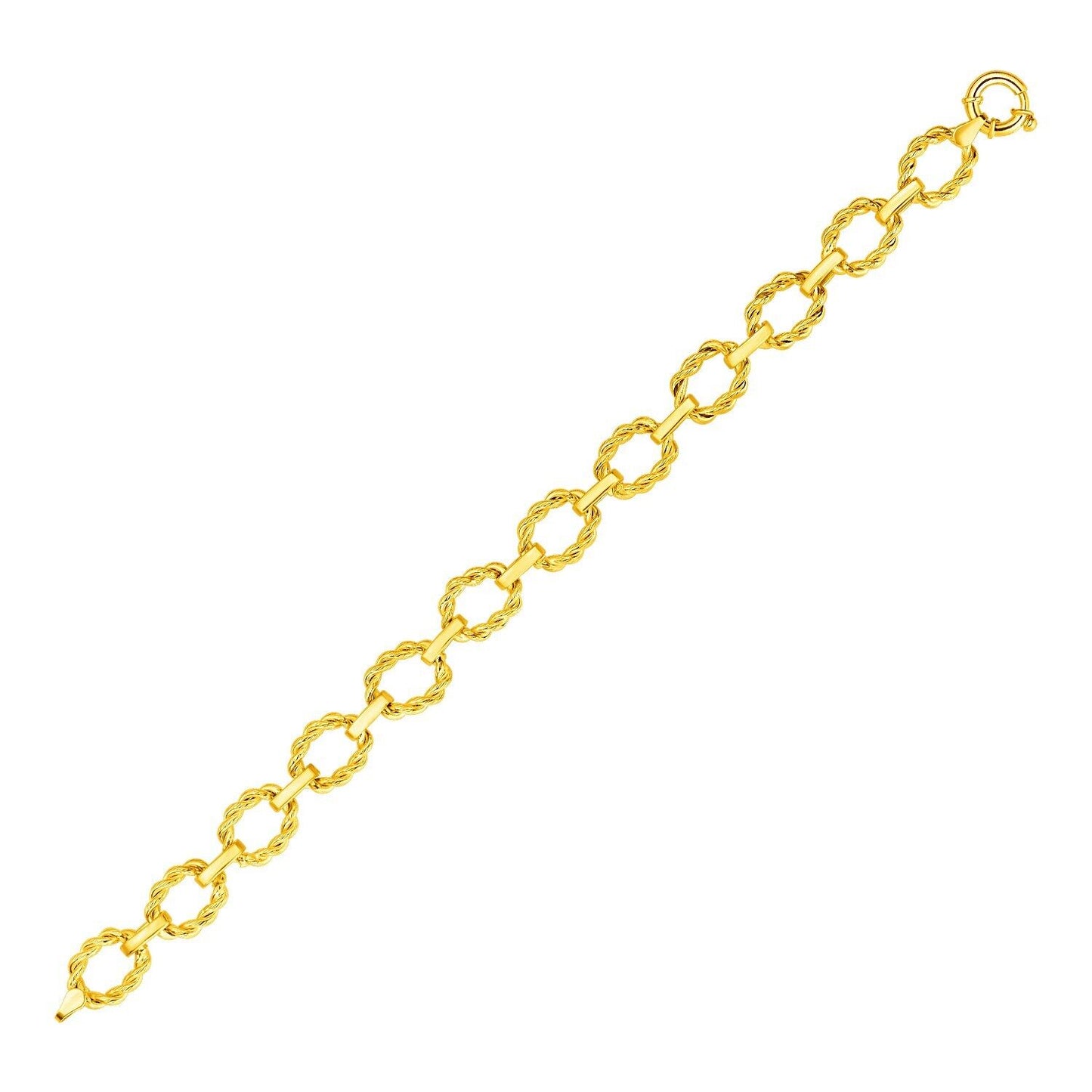 14k Yellow Gold Twisted Oval Link Bracelet