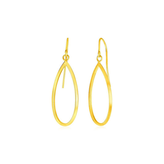 14k Yellow Gold Earrings with Polished Open Teardrop Dangles