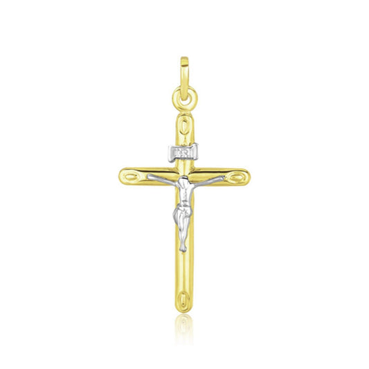 14k Two Tone Gold Cross Pendant