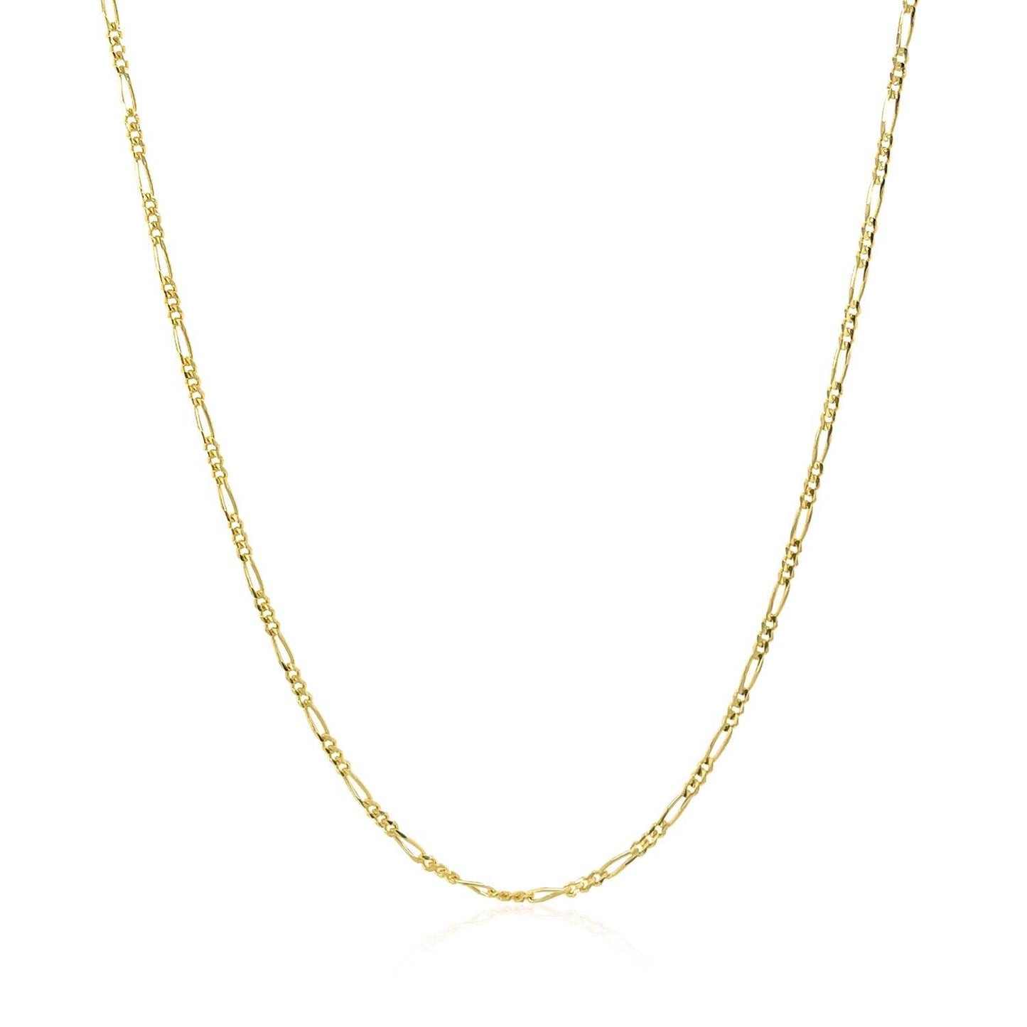 14k Yellow Gold Solid Figaro Chain 1.3mm