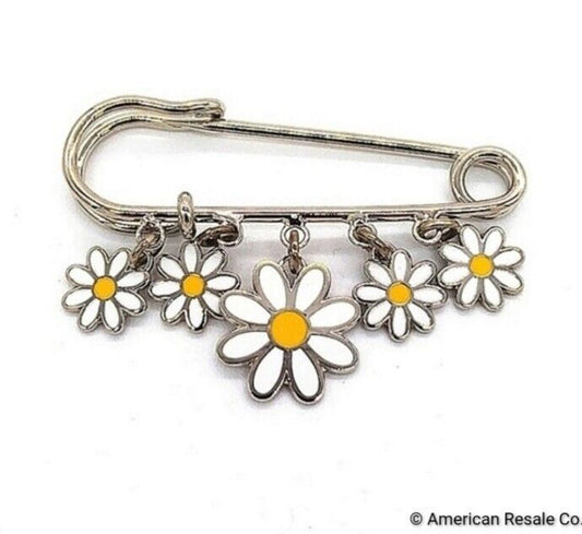 COACH Vintage Multi Daisy Flower Charm Pin Brooch HandBag Backpack Purse Charm