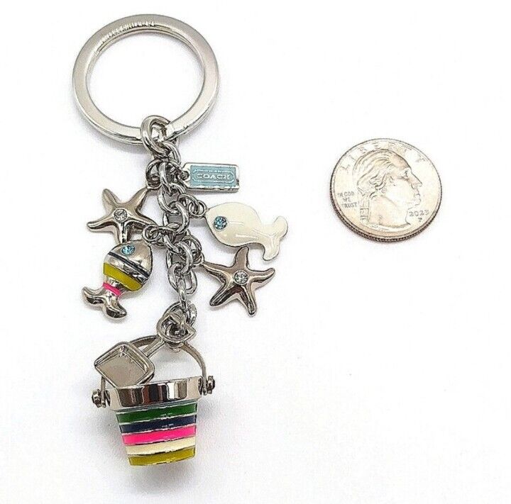 COACH Vintage Pave Fish Starfish Bucket Rare Keychain Fob Purse Charm #92097