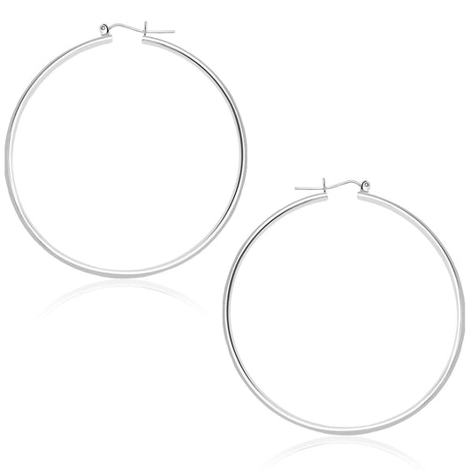 14k White Gold Polished Hoop Earrings (45 mm)