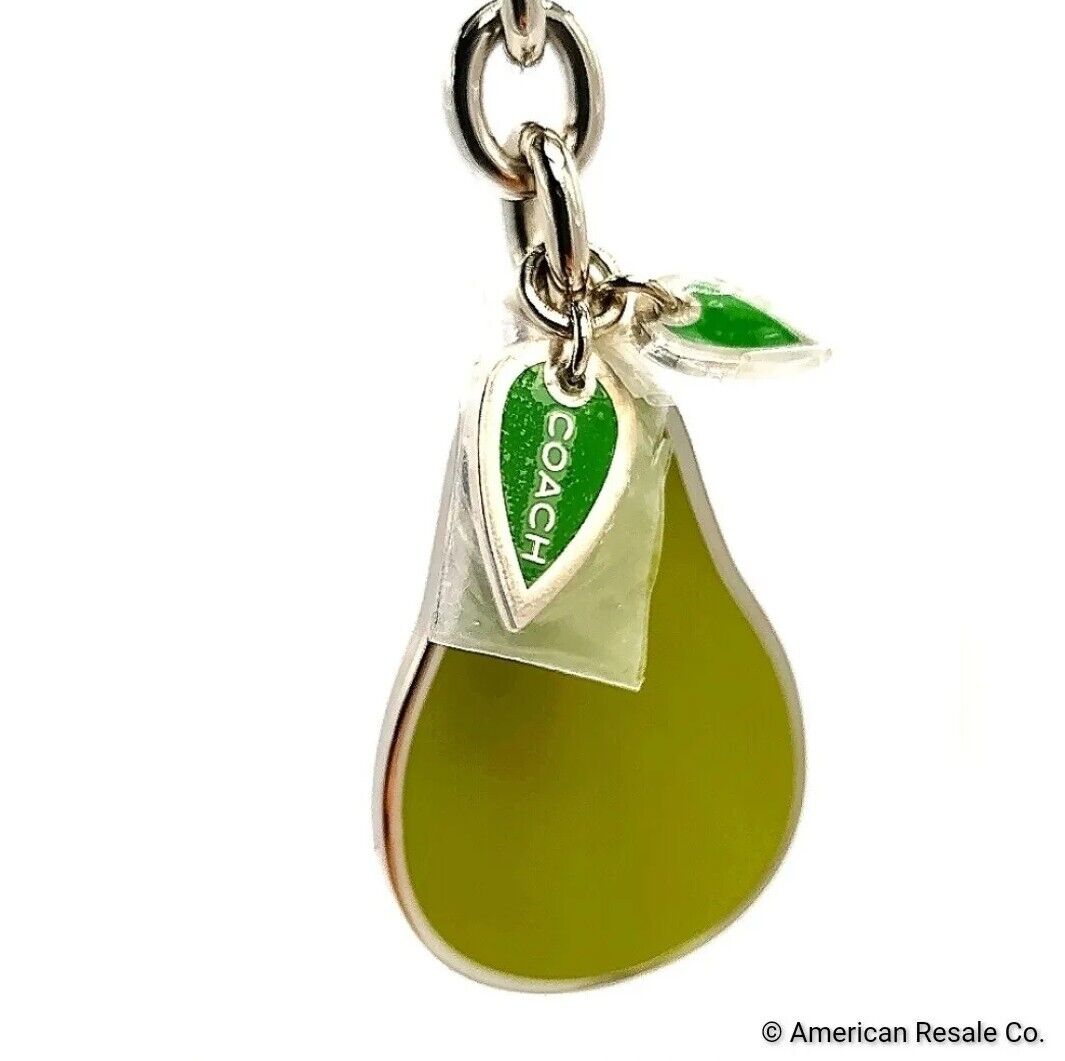 Read! Rare COACH Green Enamel Pear Keychain Fob or Purse Charm-Retired