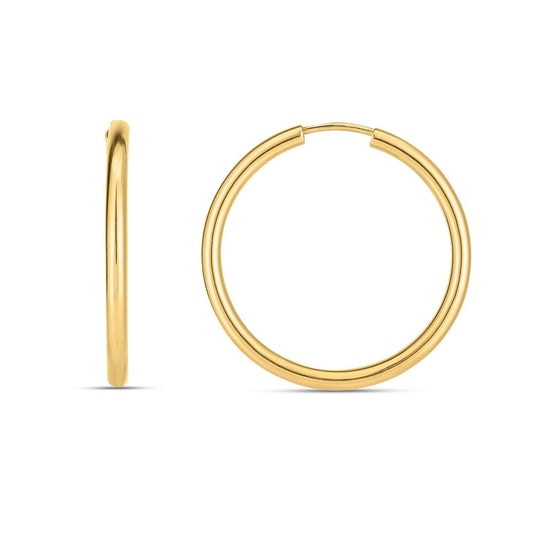 14k Yellow Gold Endless Round Hoop Earrings