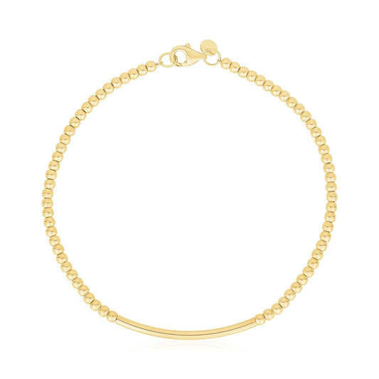 14k Yellow Gold High Polish Bead Bar Bracelet