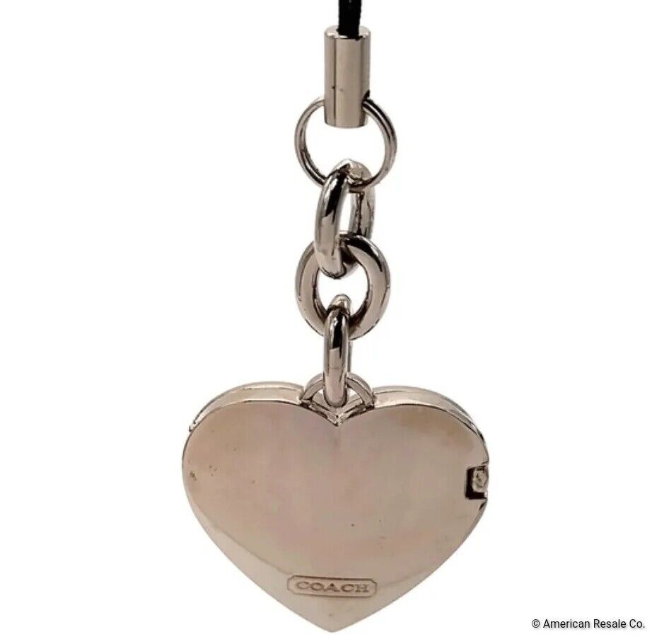 READ! Rare COACH Pink Enamel Signature Heart Locket Keychain Lanyard-Purse Charm