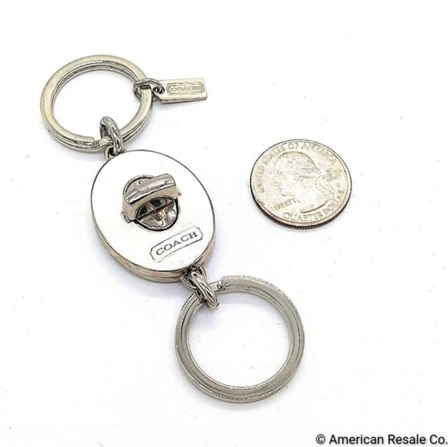 JUST IN! $98 COACH Vintage White Dual Fob Keychain Purse Charm Key ring-Rare