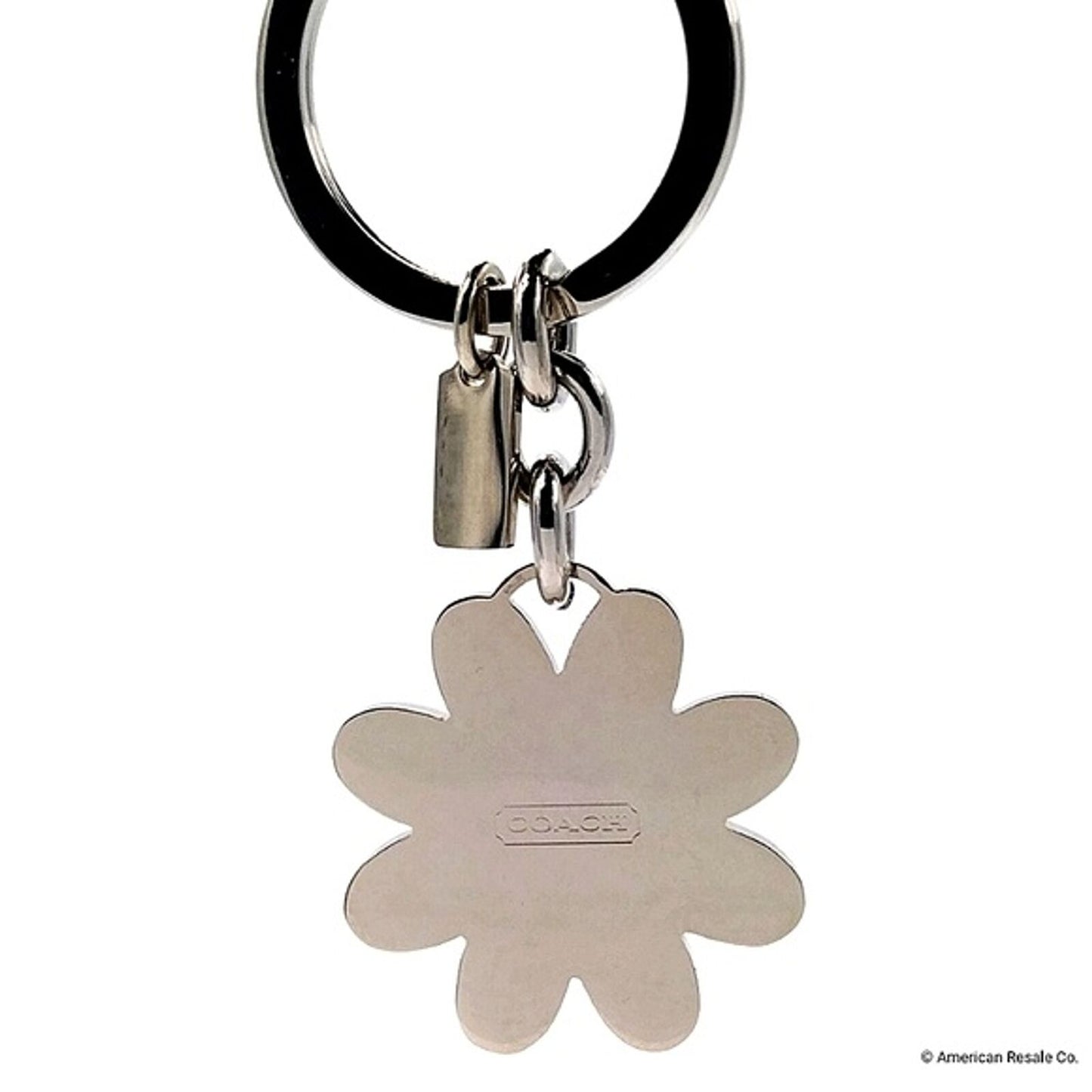 Coach Signature White Enamel Daisy Flower Fob Keychain Purse Handbag Tag Charm