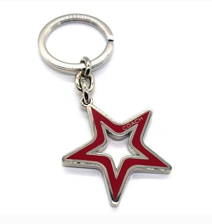 COACH Vintage Signature Red Enamel Star Keychain Key Ring FOB NWOT Style # 7358