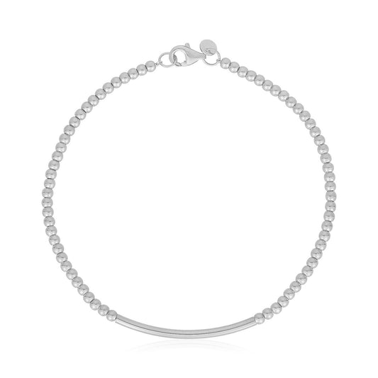 14k White Gold High Polish Bead Bar Bracelet