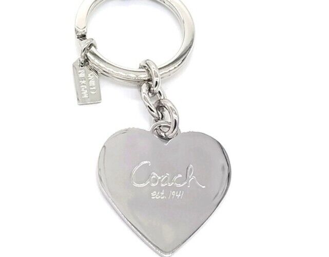 Rare COACH Rainbow LEGACY Heart Keychain Fob Purse Charm Style# 92109