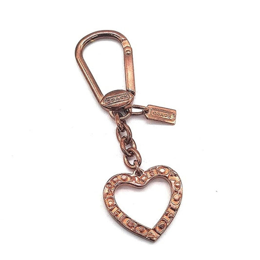 Vintage Rare Pre-Owned COACH Copper Heart Trigger Snap Keychain Fob Purse Charm