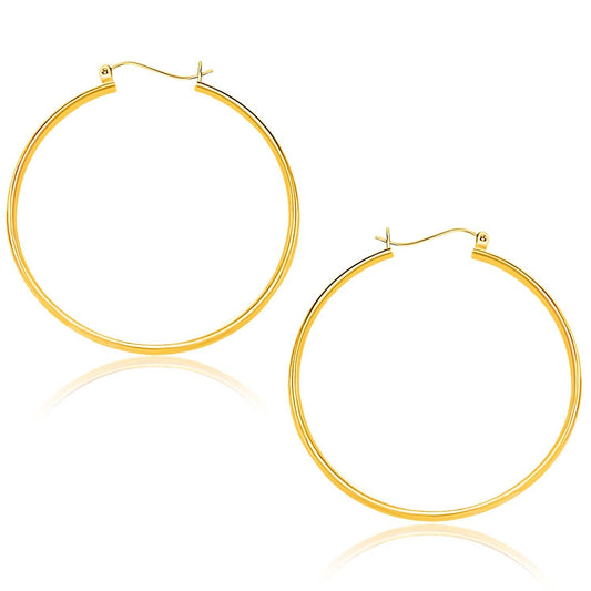 14k Yellow Gold Polished Hoop Earrings (40mm)