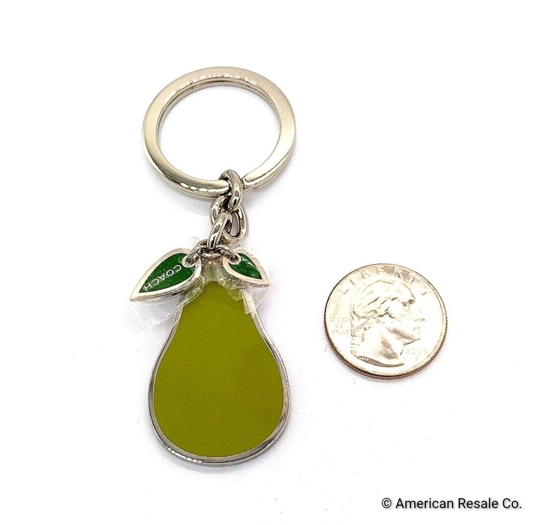 Read! Rare COACH Green Enamel Pear Keychain Fob or Purse Charm-Retired