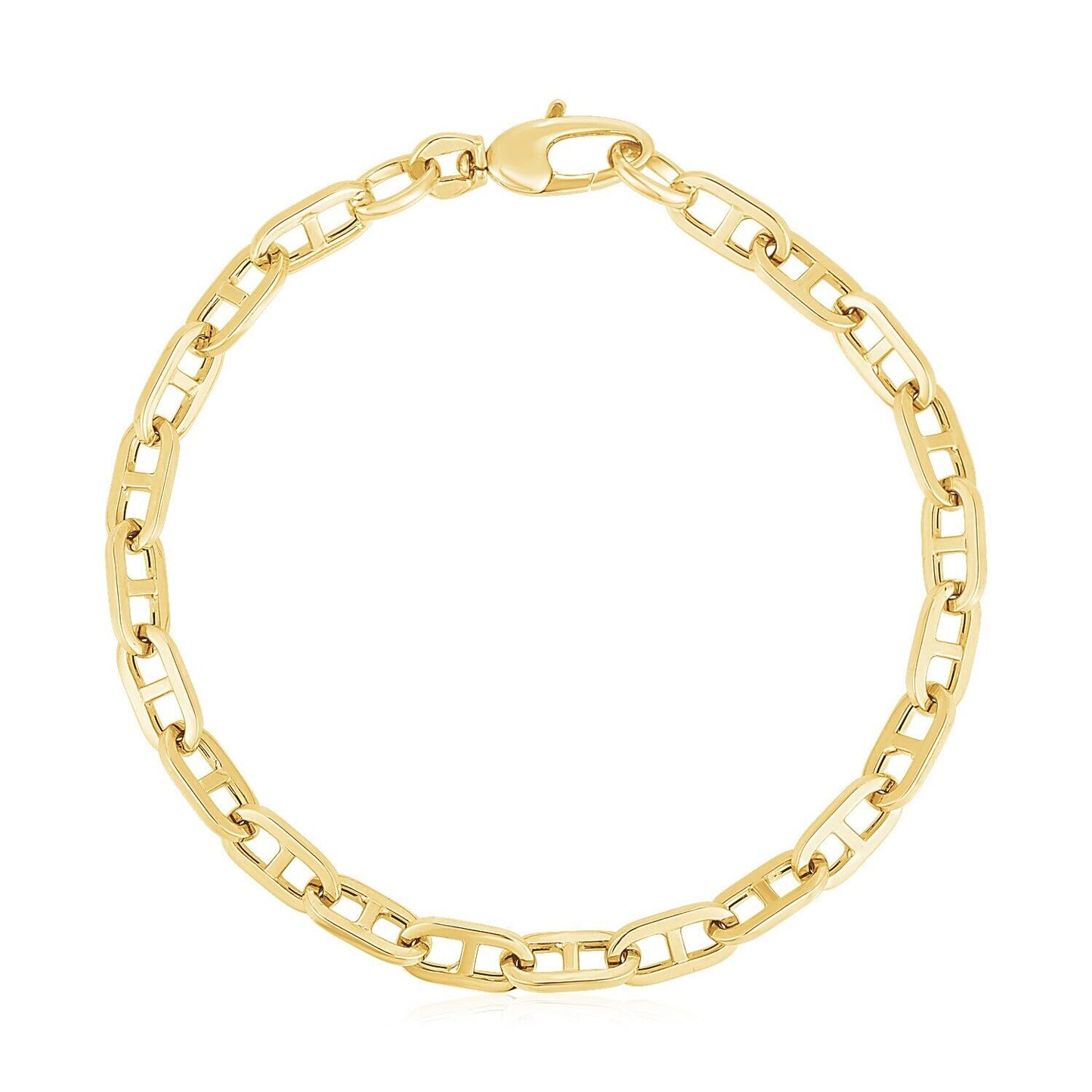 14k Yellow Gold High Polish Mariner Link Bracelet (5.1mm)